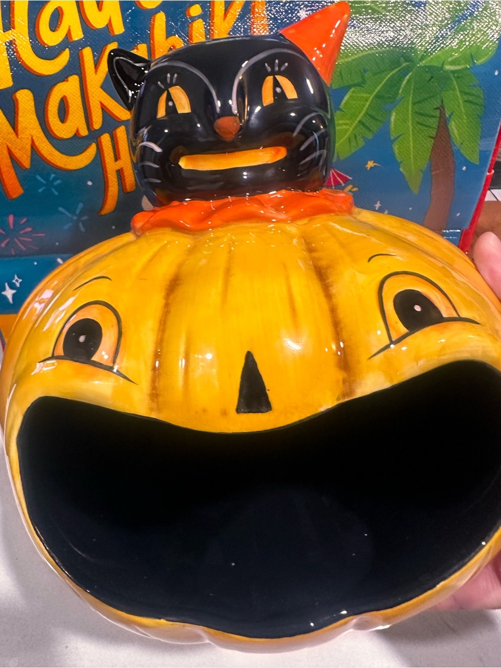 Johanna Parker Pumpkin Scaredy Cat 7” Candy Bowl NEW 2026 Halloween